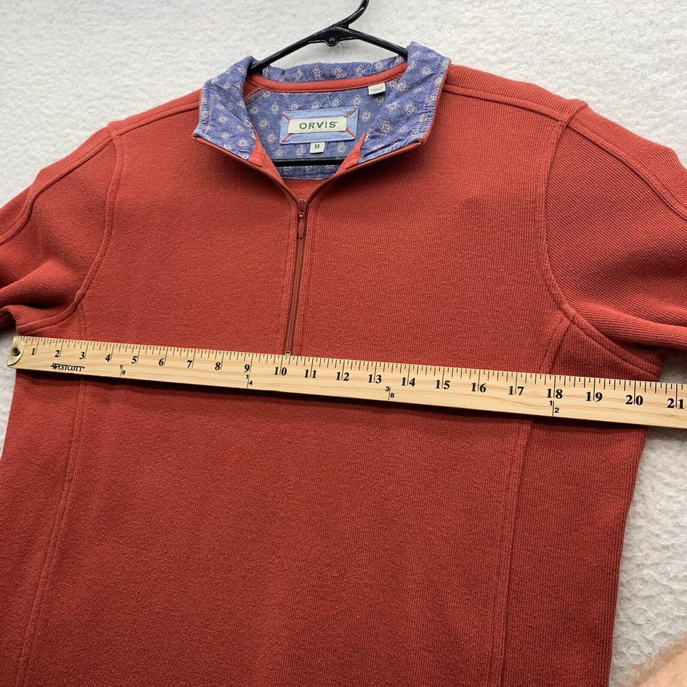 Orvis‎ 1/4 Zip Knit Jacket Mens Medium M Flip Cuff Red Blue Floral Outdoors Dad - Picture 6 of 13